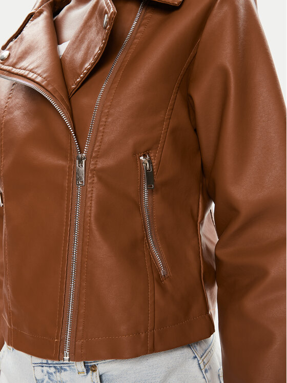 Brave Soul Brave Soul Jacke aus Kunstleder LJK-SVEATAN Braun Straight Fit