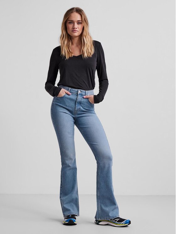 Pieces Pieces Traperice Peggy 17123711 Plava Slim Fit
