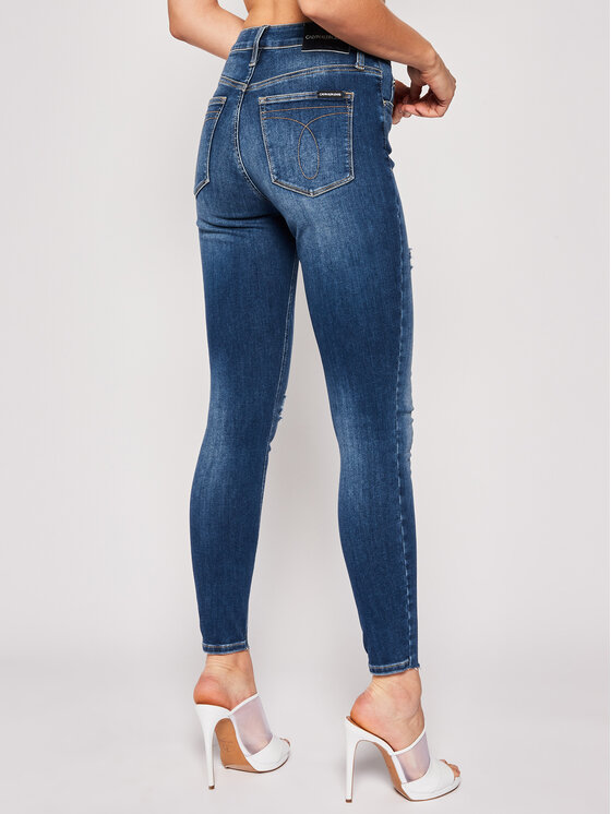 Calvin Klein Jeans jeansy_skinny_fit High Rise Ankle J20J213863 Tamsiai  mėlyna Super Skinny Fit • Modivo.lt
