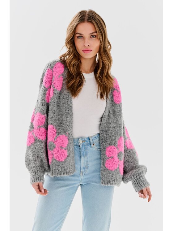 NAOKO NAOKO Kardigán Rethink Pink Sivá Oversize