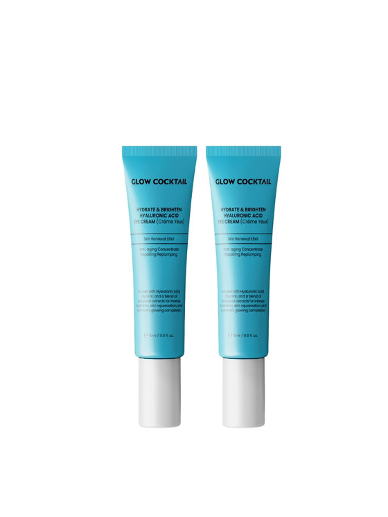 Glow Cocktail Glow Cocktail 2 x nawilżający i rozjaśniający krem pod oczy z kwasem hialuronowym 15 ml Zestaw do pielęgnacji skóry