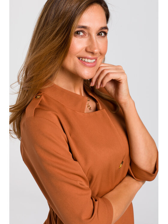 Stylove Stylove Každodenní šaty S189 Hnědá Regular Fit