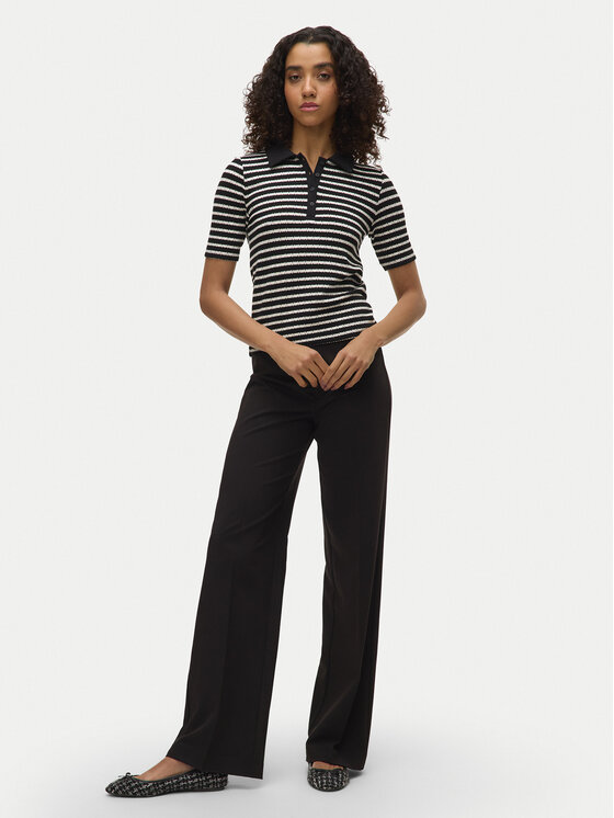 Vero Moda Vero Moda Bavlnené nohavice Texas 10334103 Čierna Straight Fit