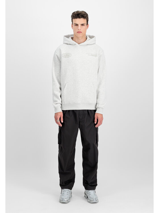 Alpha Industries Alpha Industries Bluza World Logo Backprint Hoodie Szary Loose Fit