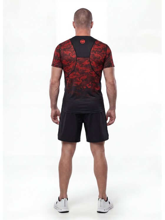 PITBULL PITBULL Koszulka techniczna HEX CAMO HILLTOP Czerwony Regular Fit