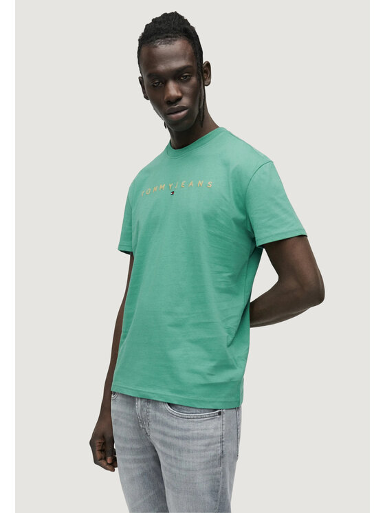 Tommy Jeans Tommy Jeans T-shirt TJM REG LINEAR LOGO Verde Casual Fit