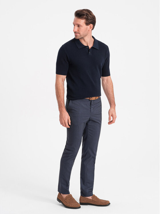 Ombre Ombre Polo OM-POSS-0117 Granatowy Regular Fit
