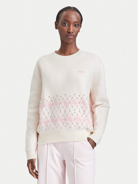 Guess Пуловер V6BR16 Z2278 Кремав Regular Fit