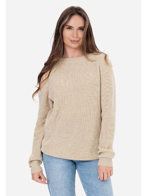 LAURELLA LAURELLA Sweter 6TU026 Beżowy Regular Fit