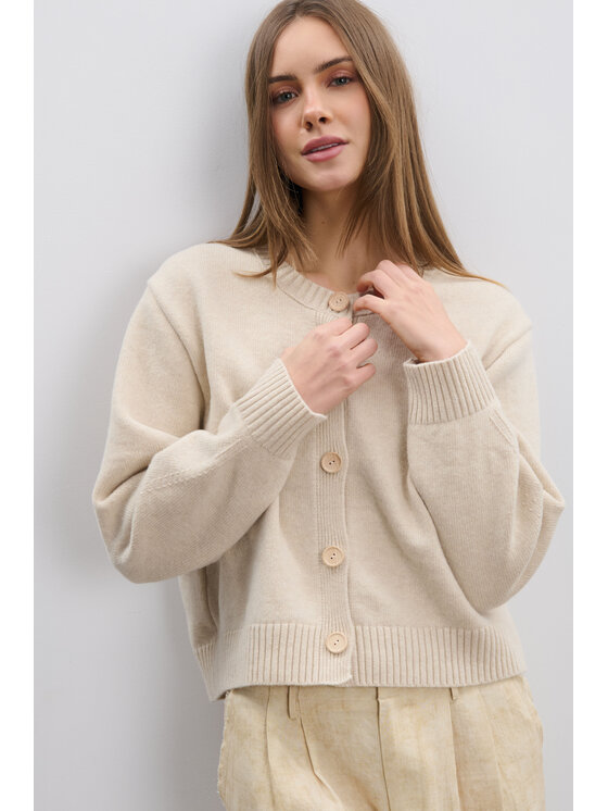 Fobya Fobya Kardigan F2114 Beżowy Basic Fit