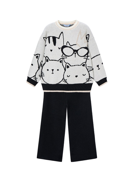 Mayoral Komplet sweter i spodnie materiałowe 4583 Beżowy Regular Fit
