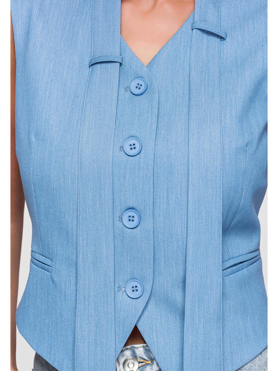 Ombre Ombre Kamizelka OW-VE-E0004 Niebieski Slim Fit