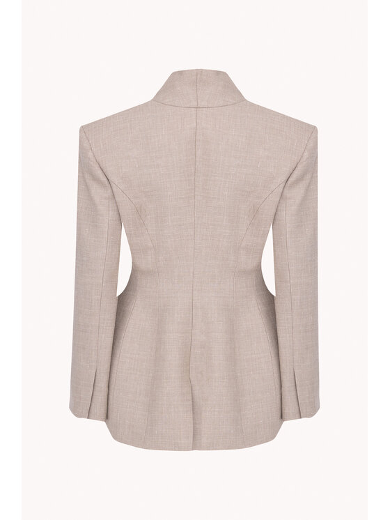 Epuzer Epuzer Marynarka Peplum wool Beżowy Standard Fit