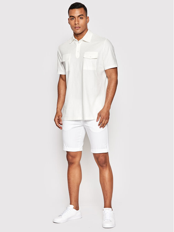 Pierre Cardin Pierre Cardin Šortky z materiálu 34770/000/4007 Bílá Slim Fit