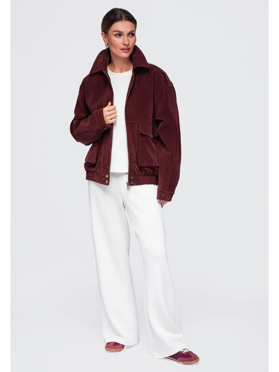 Ombre Ombre Kurtka przejściowa OW-JANP-0142 Bordowy Relaxed Fit
