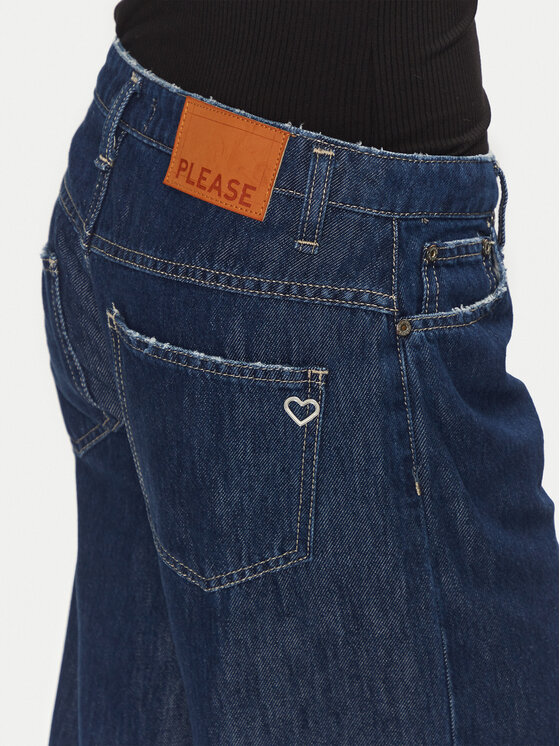 Please Please Τζιν P2O2CQZNRM Μπλε Wide Leg