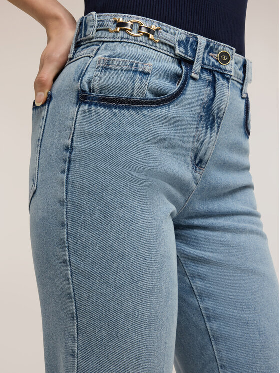 Motivi Motivi Jeansy P463Q004501N004 Turkusowy Cropp Fit