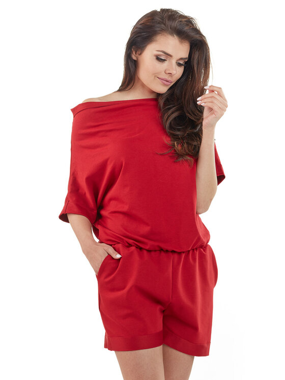 Awama Awama Kombinezon A216 Czerwony Basic Fit