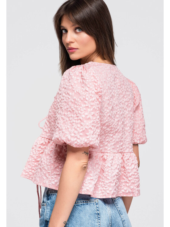 Ombre Ombre Bluzka OW-TS-E0048 Różowy Regular Fit