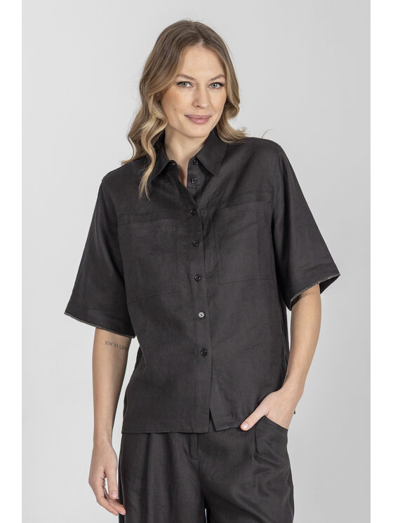 Deni Cler Milano Deni Cler Milano Bluzka T-DC-1225-F2-60-90-1 Czarny Regular Fit