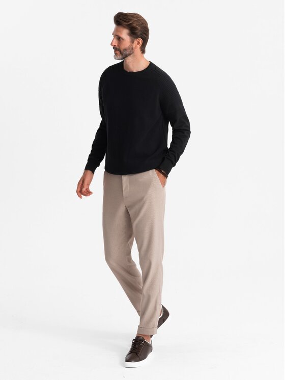 Ombre Ombre Sweter OM-SWSW-0144 Czarny Regular Fit
