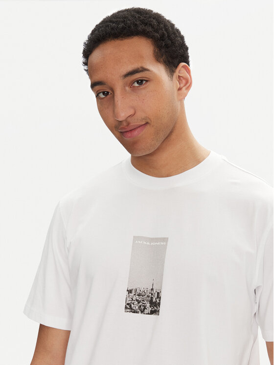 Jack & Jones Jack & Jones T-Shirt Pacer Photo 12273775 Biały Relaxed Fit