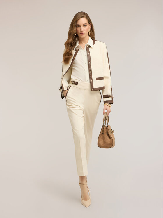 Motivi Motivi Pantaloni di tessuto P040Q004446N0R2 Crema Regular Fit