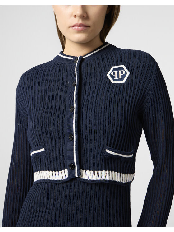 PHILIPP PLEIN PHILIPP PLEIN Kardigan 29780 Granatowy Regular Fit