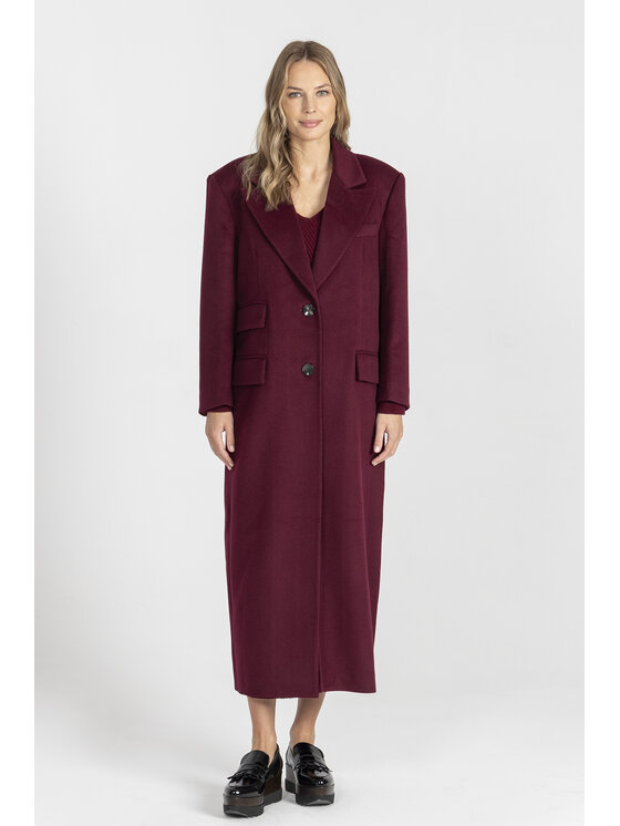Deni Cler Milano Deni Cler Milano Płaszcz T-DC-8068-E5-90-39-1 Bordowy Loose Fit