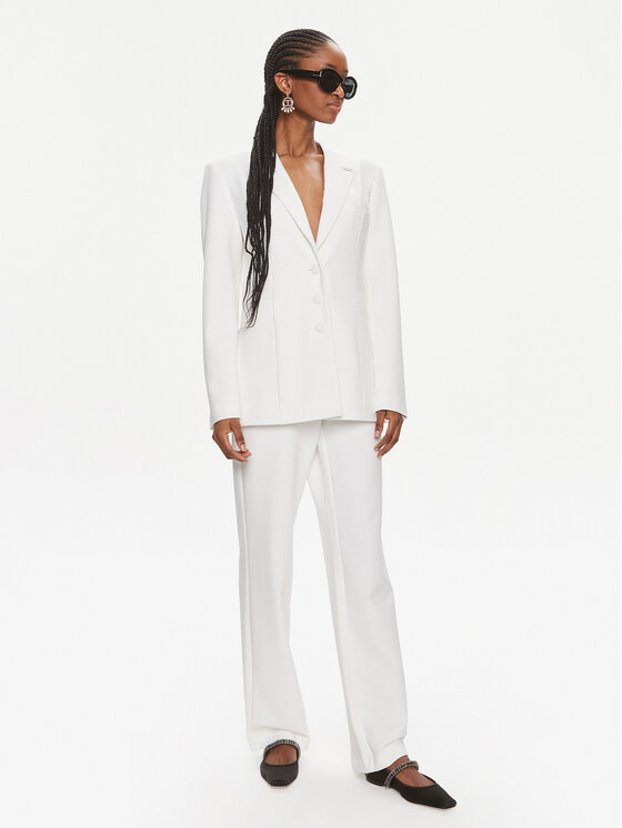 YAS YAS Riidest püksid Izzie 26032131 Valge Regular Fit