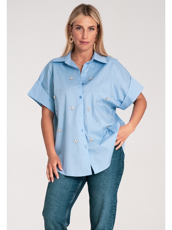 FIGL FIGL Košeľa M1226 Modrá Loose Fit