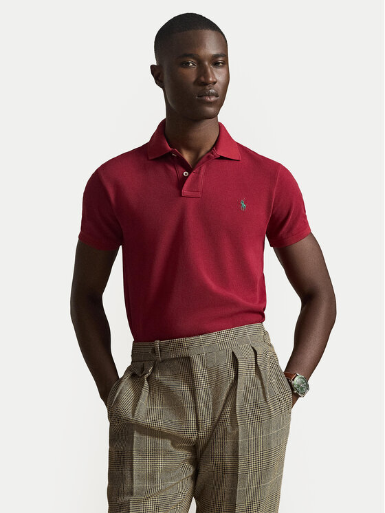Polo Ralph Lauren Polo Ralph Lauren Тениска с яка и копчета 710536856501 Тъмночервен Slim Fit