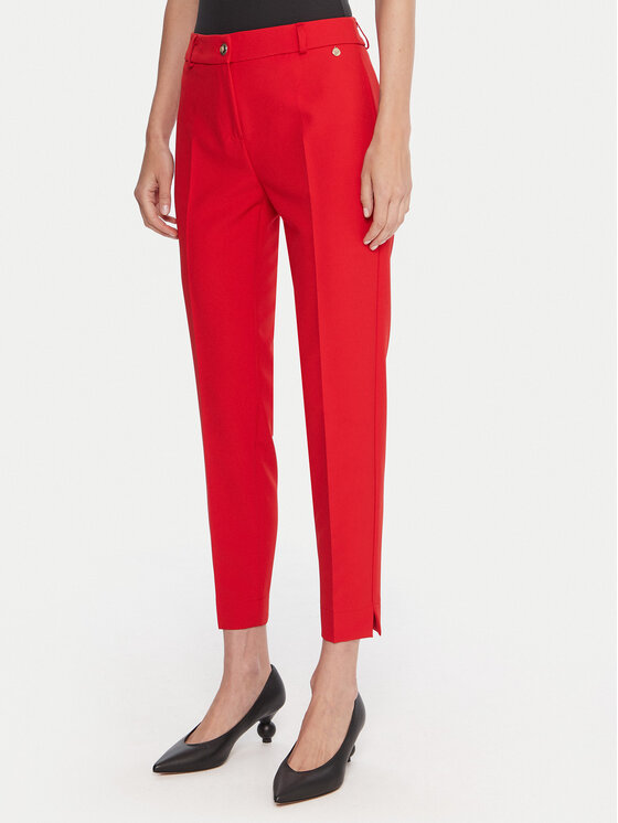Maryley Maryley Medžiaginės kelnės 25IB52Z/M17/43MA Raudona Regular Fit