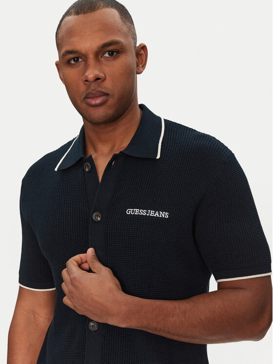 Guess Jeans Guess Jeans Тениска с яка и копчета M5GR18 Z3HM1 Тъмносин Regular Fit