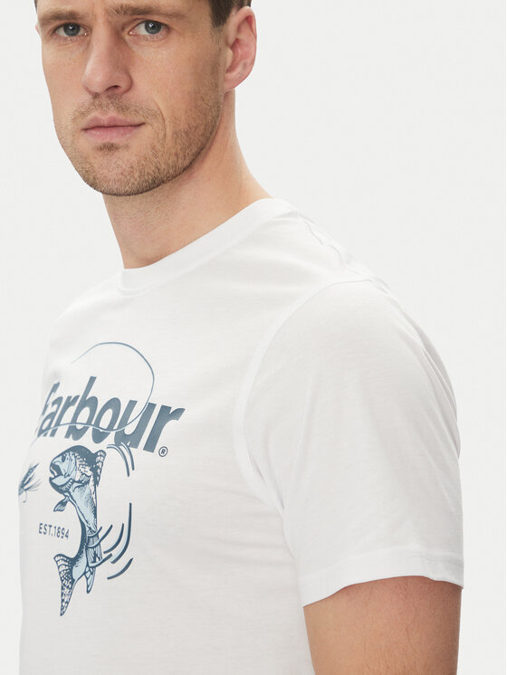 Barbour Barbour T-Shirt Lydd MTS1396WH11 Biały Tailored Fit