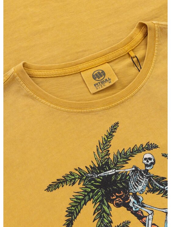 PITBULL PITBULL T-Shirt Denim Washed OPEN BEACH Żółty Regular Fit