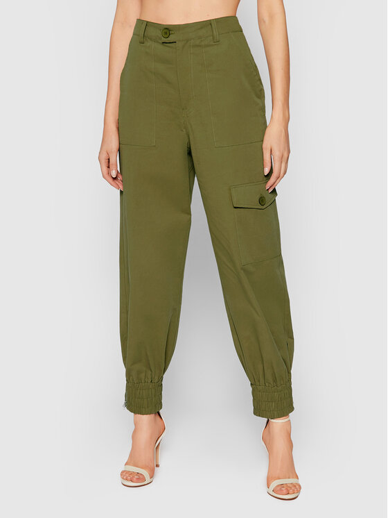 NA-KD Pantaloni di tessuto 1018-007272-0031-581 Verde Relaxed Fit •  Modivo.it