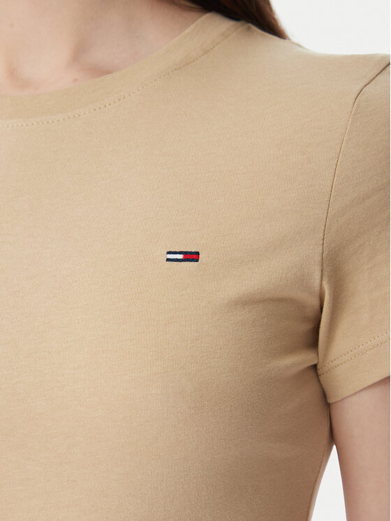 Tommy Jeans Tommy Jeans T-Shirt DW0DW20459 Ανοιχτό μπεζ Slim Fit