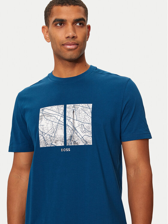 BOSS Boss Tricou 50532427 Albastru Regular Fit