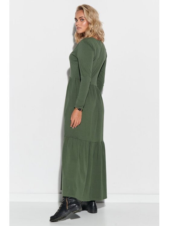 Makadamia Makadamia Sukienka codzienna M570 Khaki Comfortable Fit