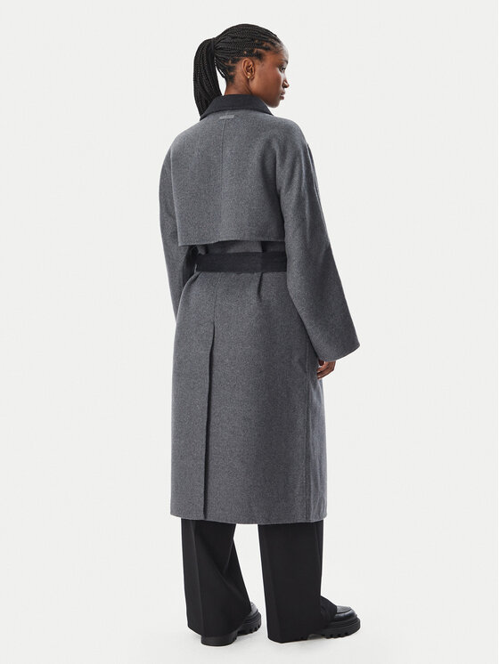 Calvin Klein Calvin Klein Palton de lână Long LV044H538G Gri Regular Fit