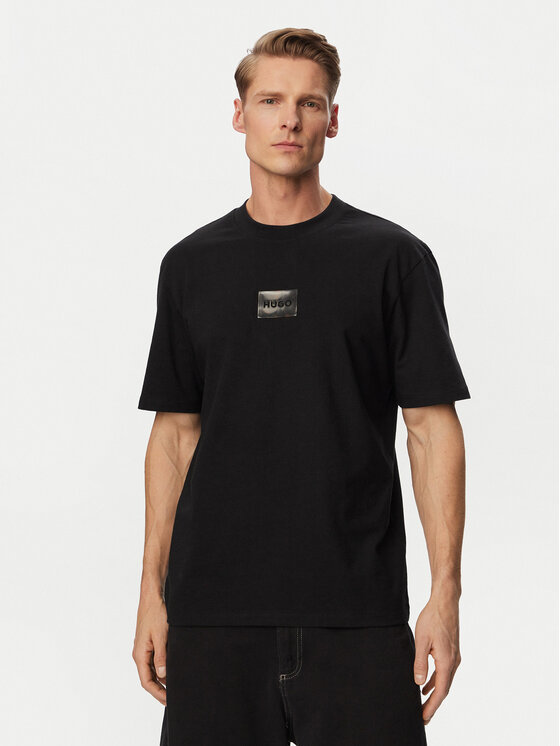 HUGO Tricou Dumeon 50557445 Negru Regular Fit
