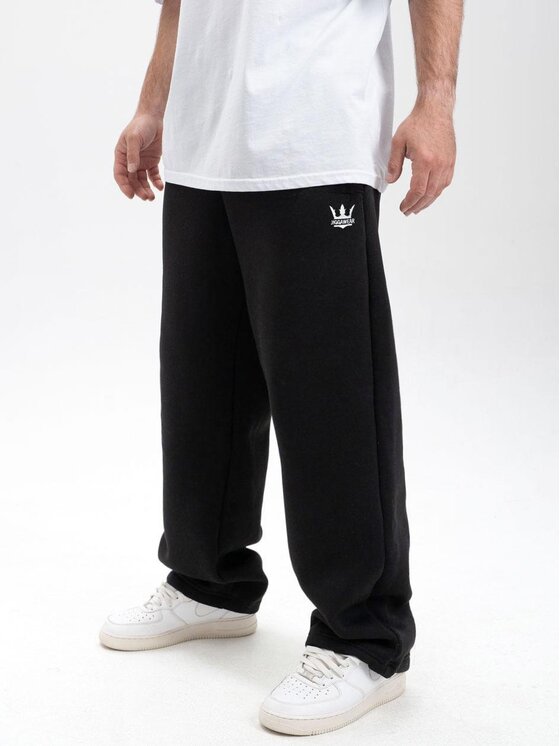 Jigga Wear Jigga Wear Spodnie dresowe Spodnie Dresowe Baggy Męskie Czarne Jigga Wear Haft Logo Drawcord L Czarny Baggy Fit