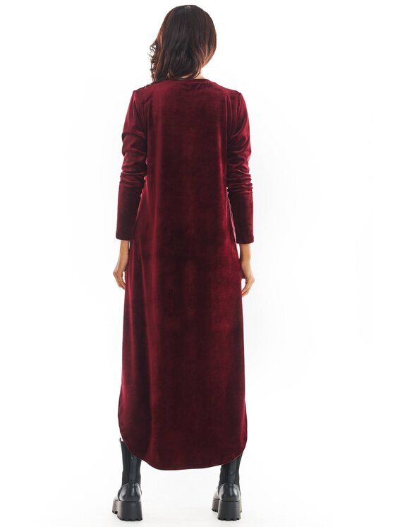 Awama Awama Sukienka dzianinowa A379 Bordowy Basic Fit