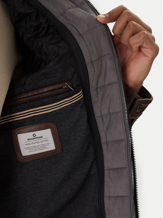 Milestone Milestone Шкіряна куртка Ms Barney 531063 21295 Коричневий Regular Fit