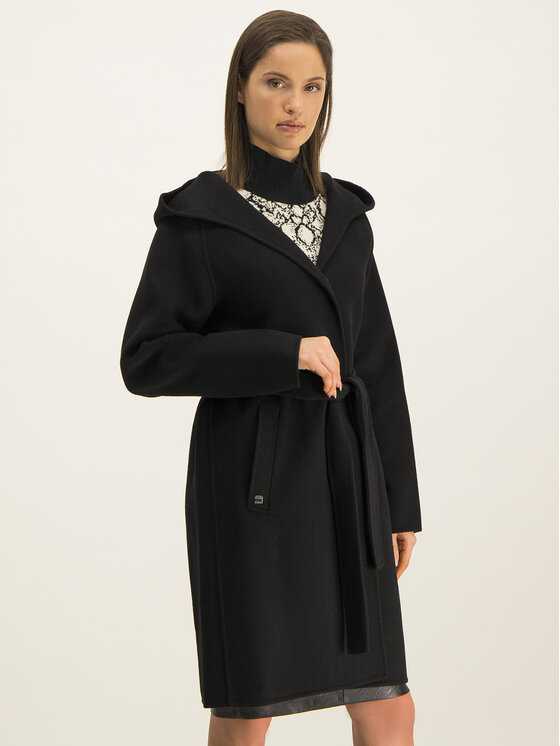 Manila Grace Manila Grace Вовняне пальто K066WU Чорний Regular Fit