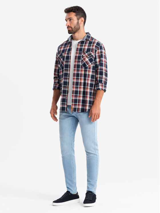 Ombre Ombre Jeansy OM-PADP-0214 Modrá Regular Fit