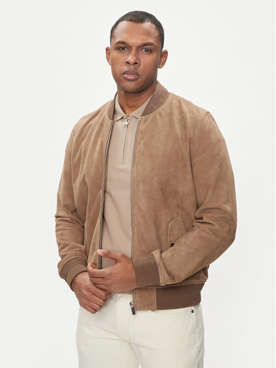 Serge Pariente Geacă de piele M888 Bej Regular Fit