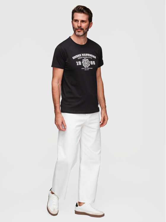 Ombre Ombre T-Shirt OM-TSPT-0269 Czarny Regular Fit