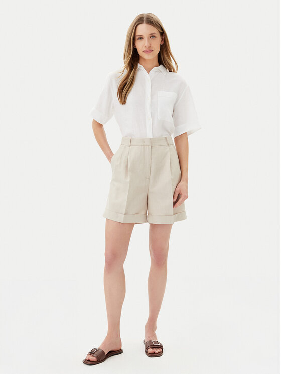 Tommy Hilfiger Tommy Hilfiger Шорти от плат WW0WW44767 Бежов Regular Fit